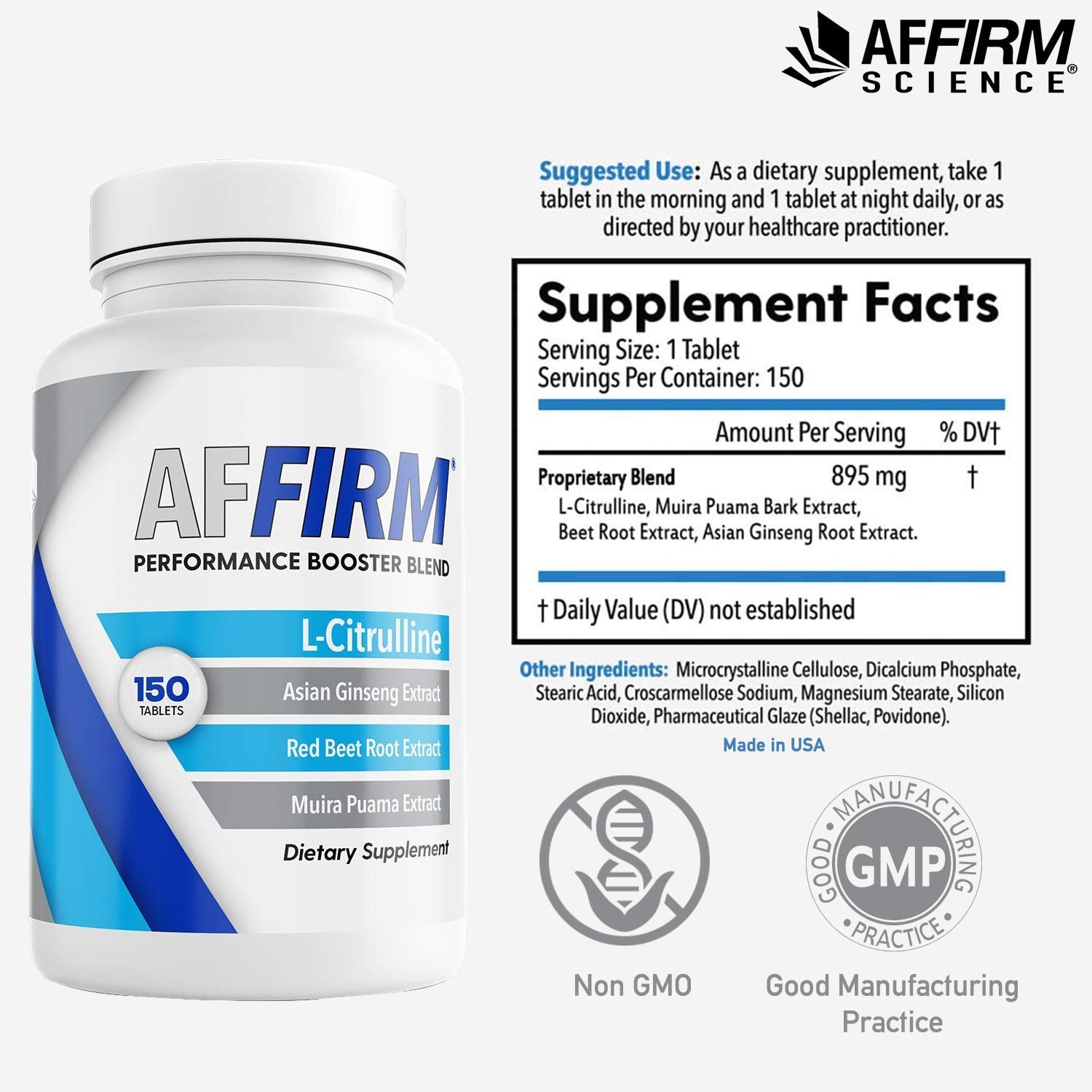 AFFIRM packaging view showcases product branding and bottle design.