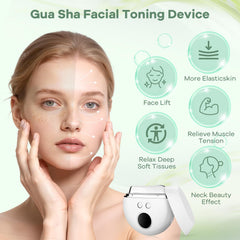 AFFLAT 3-in-1 fascia knife in use on cheek with soothing heat and scraping