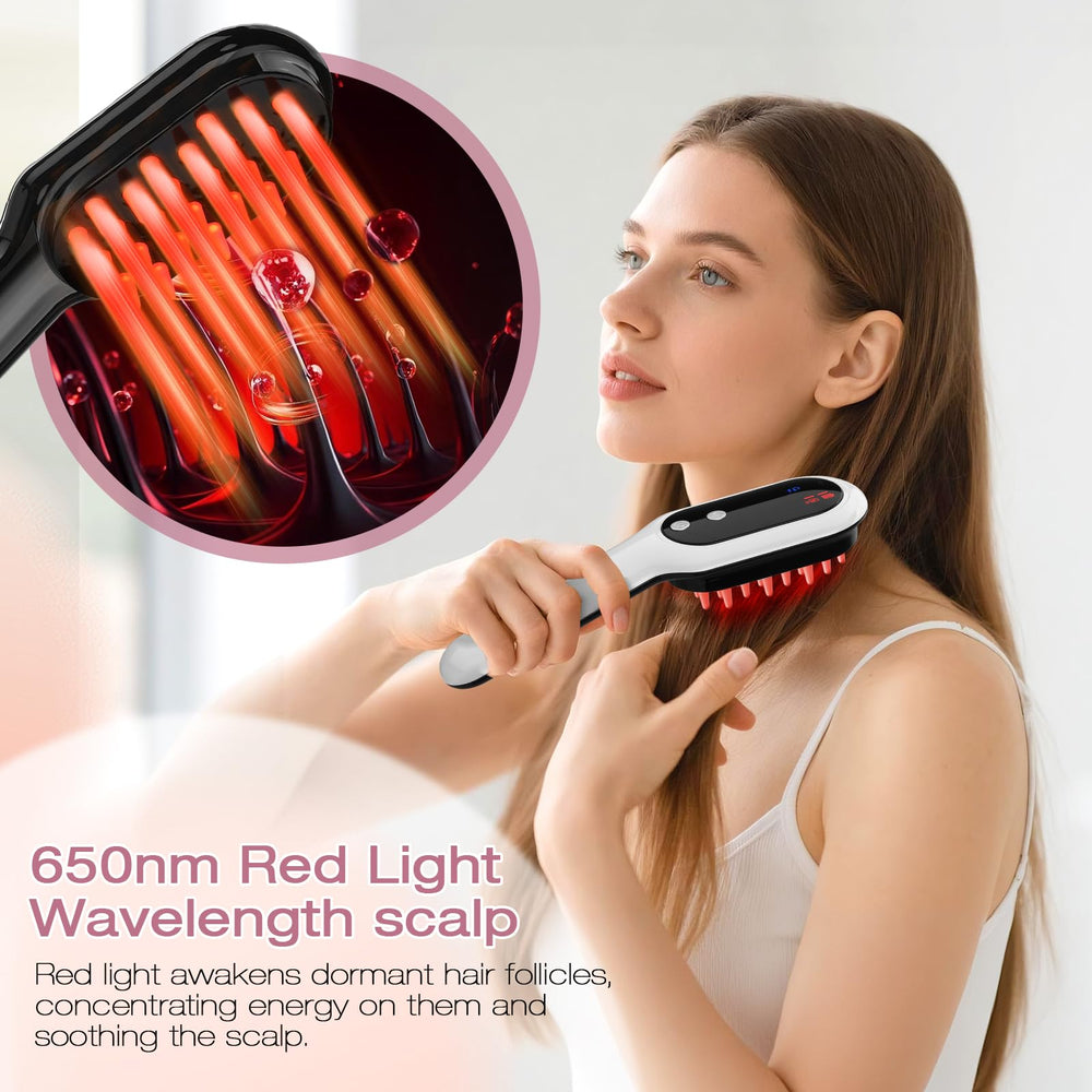 AFFLAT 3-in-1 comb with blue light helps regulate oil on scalp.