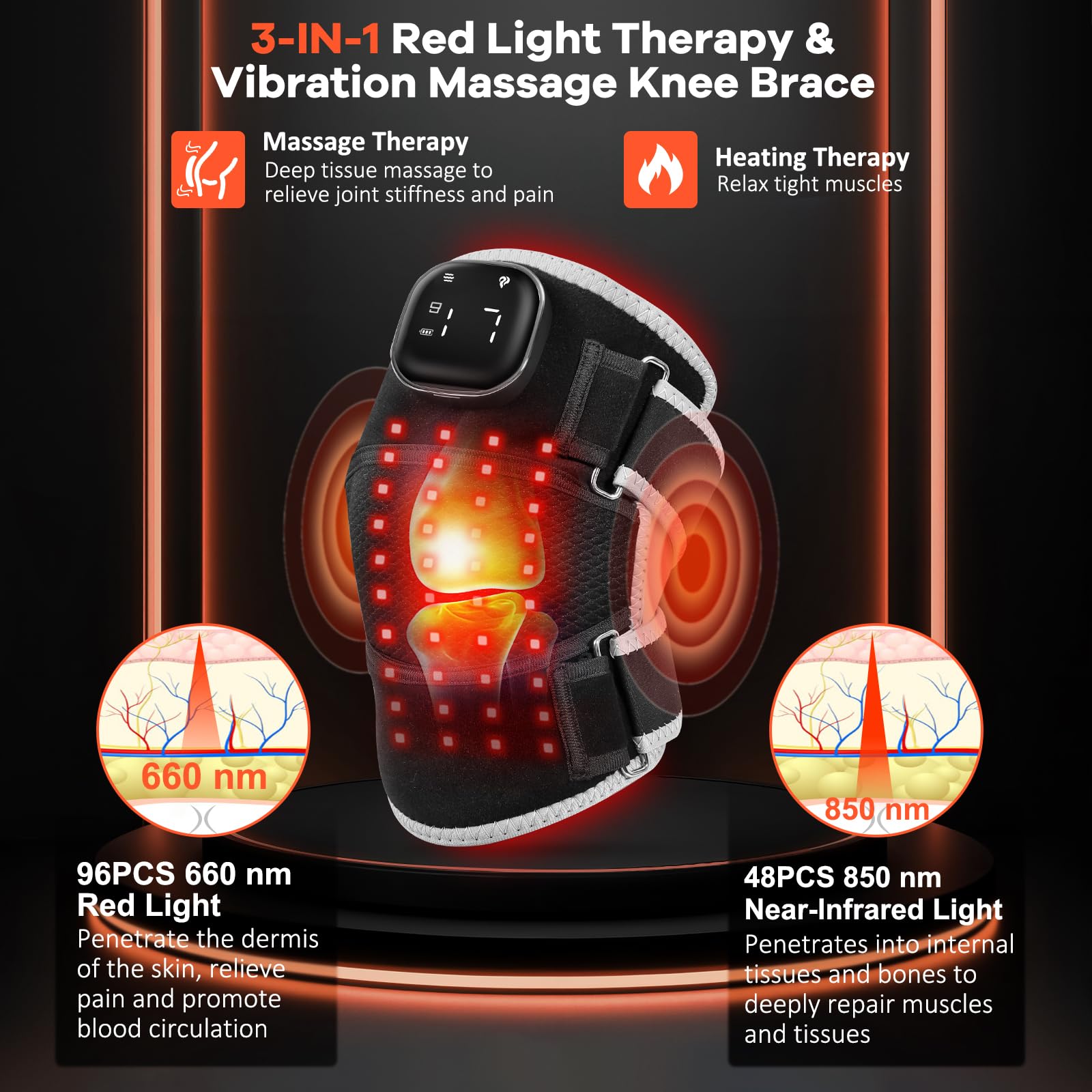 AFFLAT knee brace rechargeable-battery enables wireless use anywhere