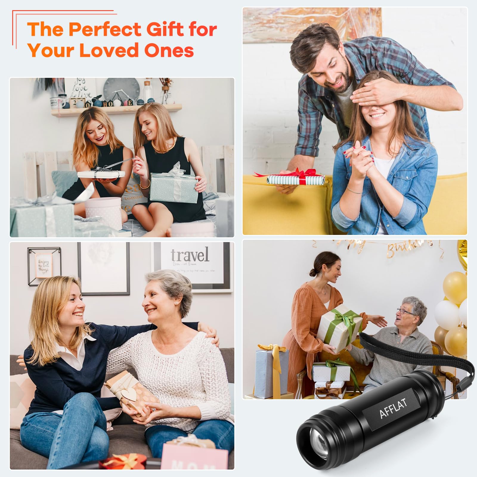 AFFLAT gift-ready packaging emphasizing easy operation and wellness gift.