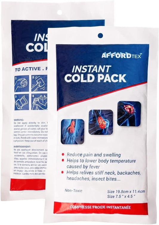 Affordtex disposable ice pack 7.5x4.5 inches for on-the-go relief.