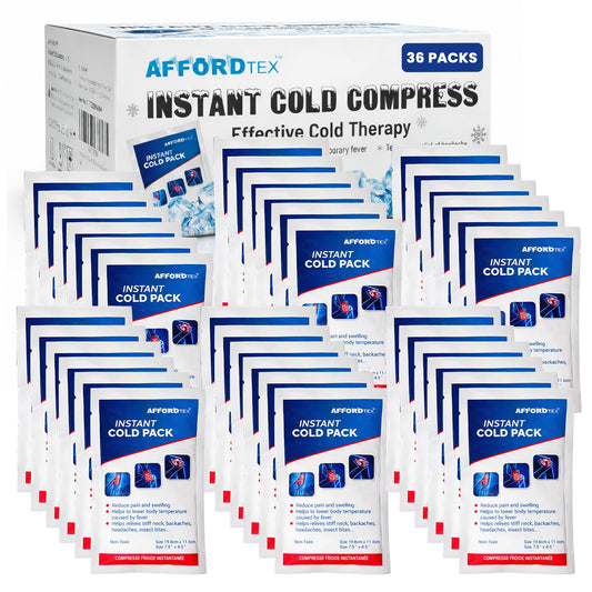 Affordtex instant cold pack 36-count for quick outdoor cooling after minor injuries.