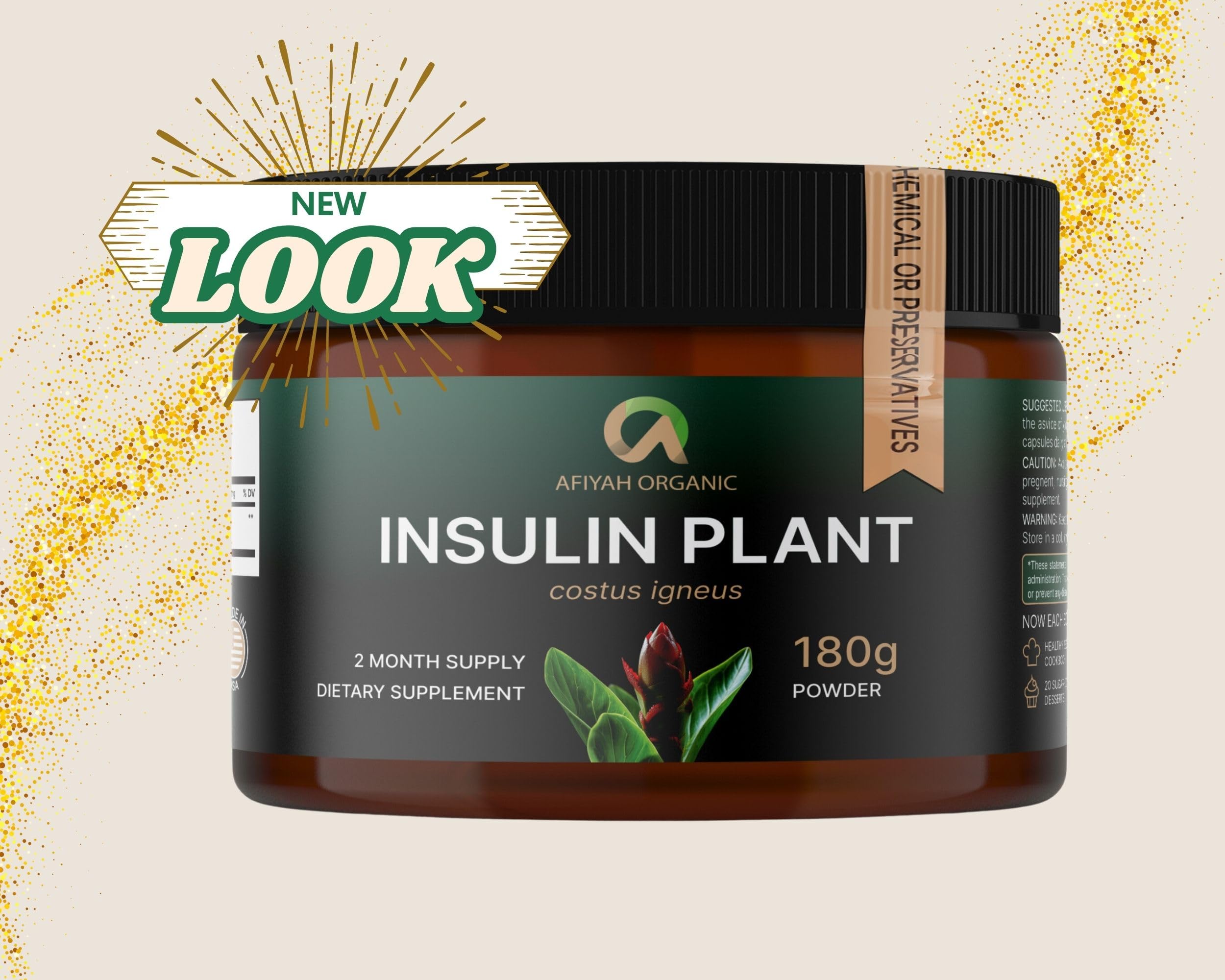 Afiyah Organic Costus Igneus jar showcasing USA-made quality.