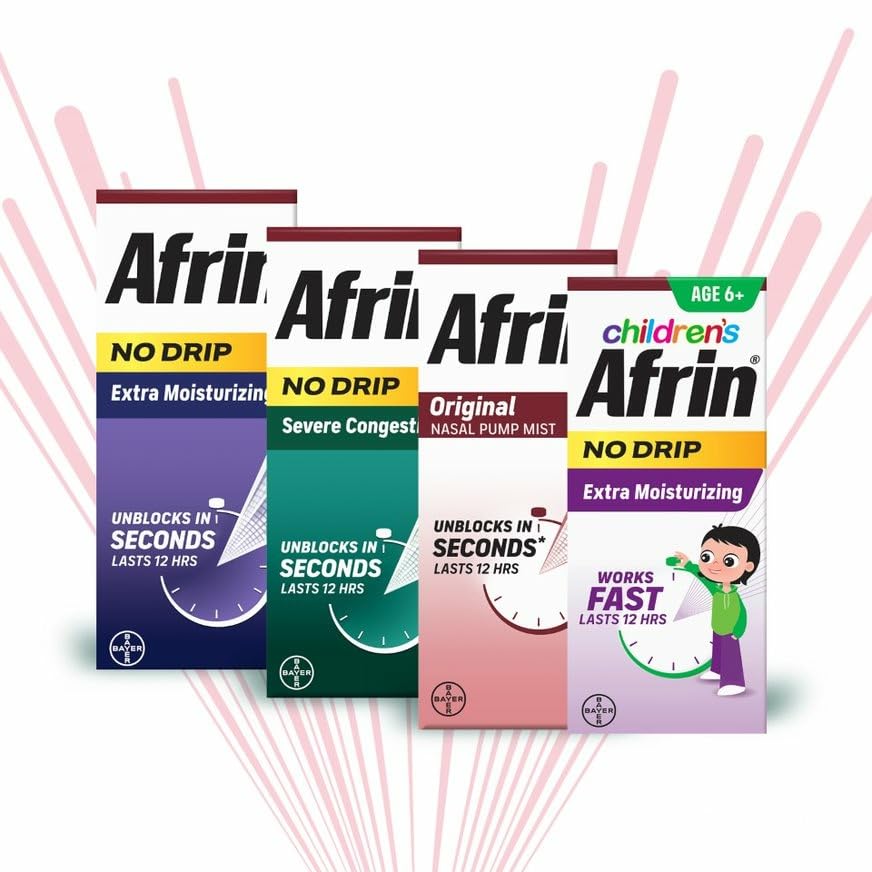 Afrin nasal spray mist dispensing action demonstrates quick, measured dosing
