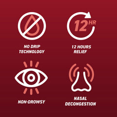 Afrin No Drip Original shows up to 12-hour non-drowsy relief.