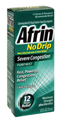 Afrin No Drip pump mist bottle provides quick nasal congestion relief with menthol.