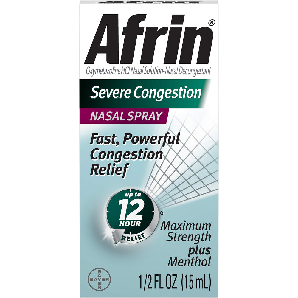 Afrin severe congestion nasal spray application for quick, on-the-go relief