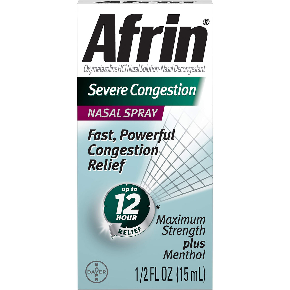 Afrin severe congestion nasal spray application for quick, on-the-go relief