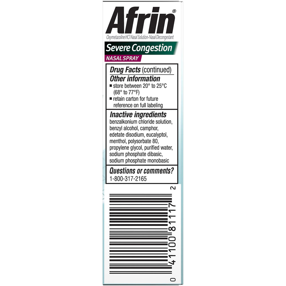 Afrin severe congestion nasal spray compact design fits in a purse