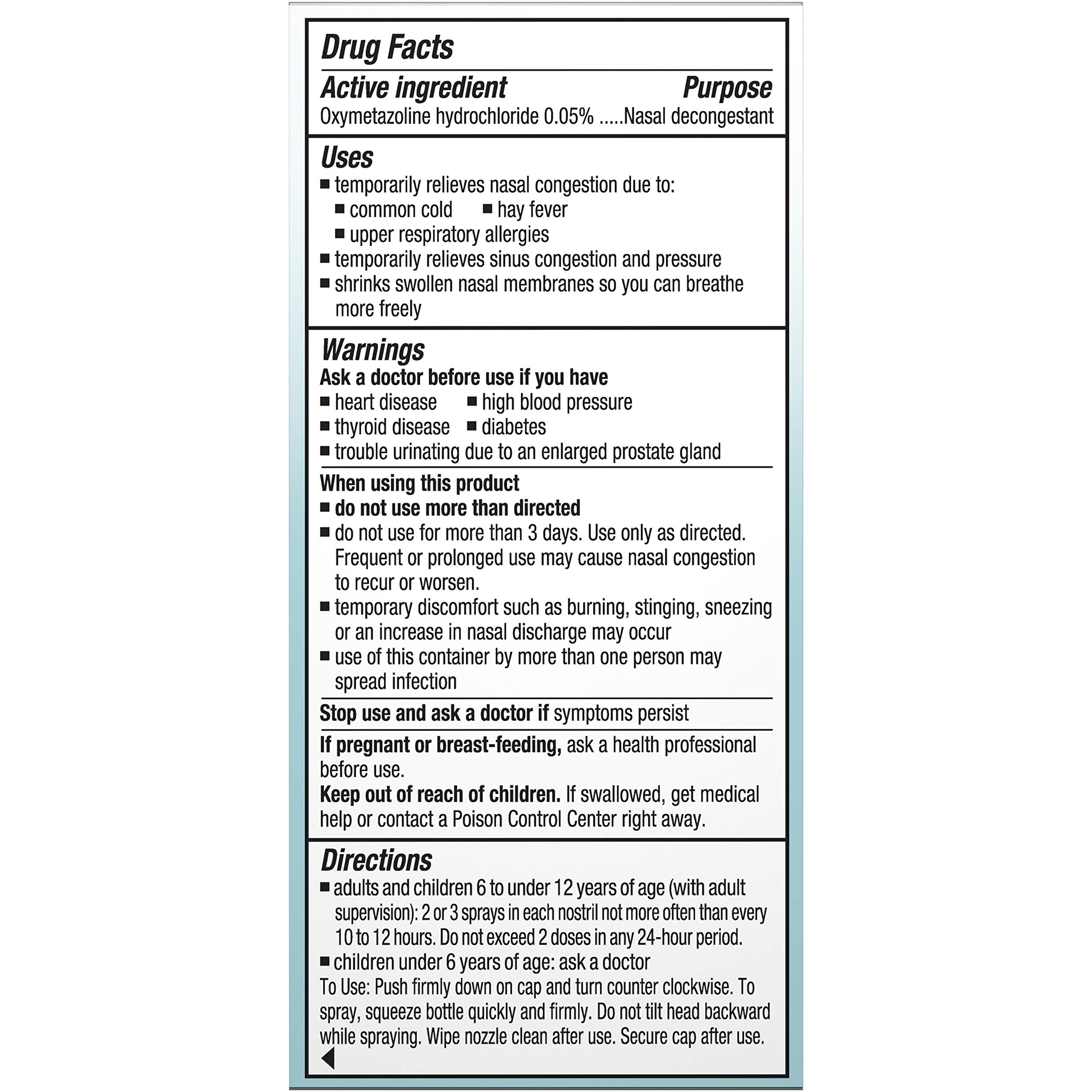 Afrin severe congestion nasal spray menthol cooling for refreshing relief