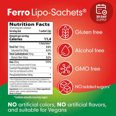 AFT Ferro Lipo-Sachets on-the-go sachets ideal for travel and busy days.