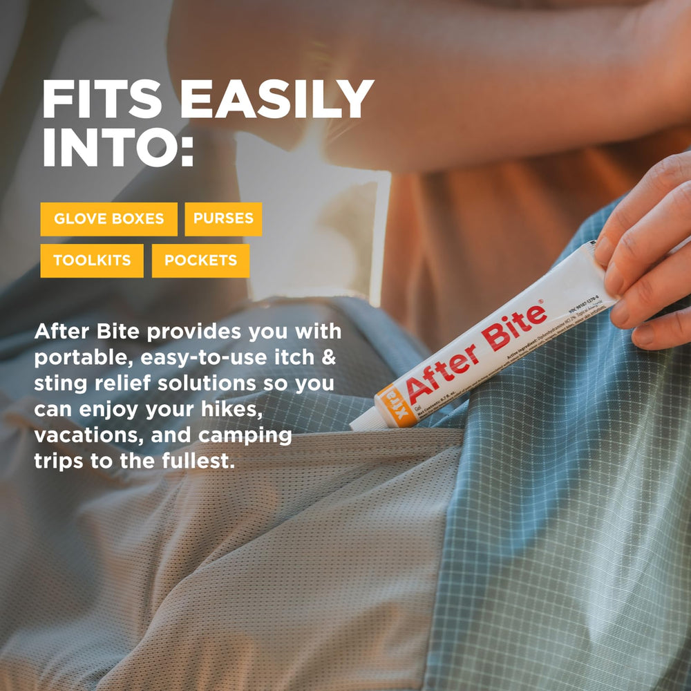Travel-size After Bite Xtra Formula pack in a bag.