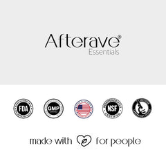 Afterave Essentials HairBeyond daily-use capsule shown beside a glass of water