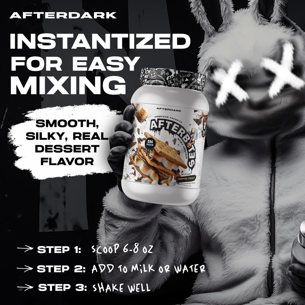 AFTERDARK AfterBites USA-made protein powder with third-party testing
