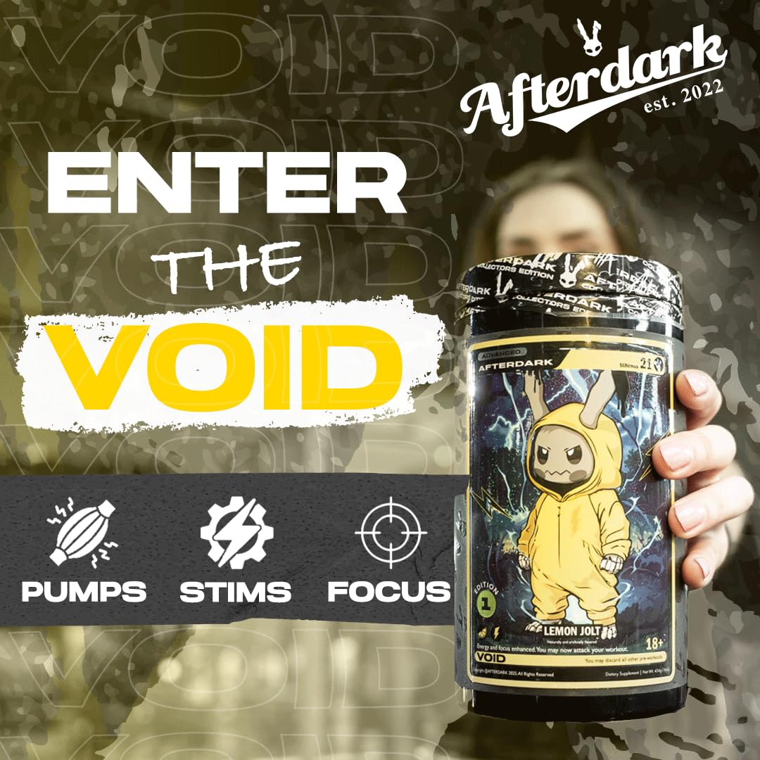AfterDark INHUMAN Void mixing glass ready for a pre‑workout blend.