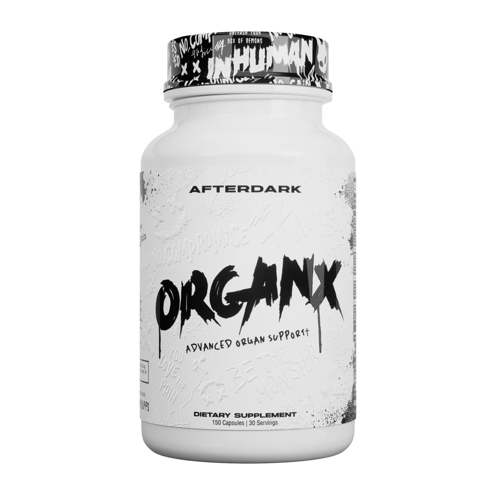 AfterDARK OrganX bottle front, premium organ support for detox and vitality.
