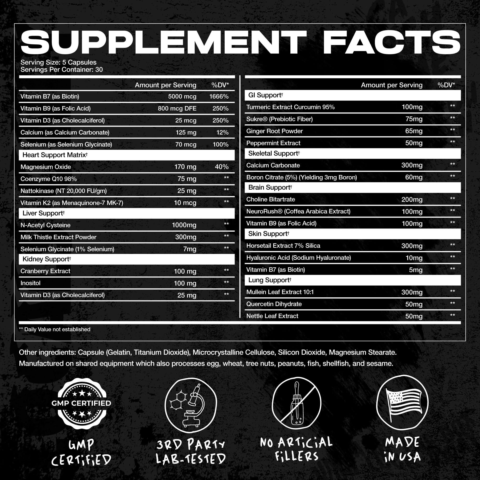AfterDARK OrganX bottle label detail, clean ingredients and third-party testing highlighted.