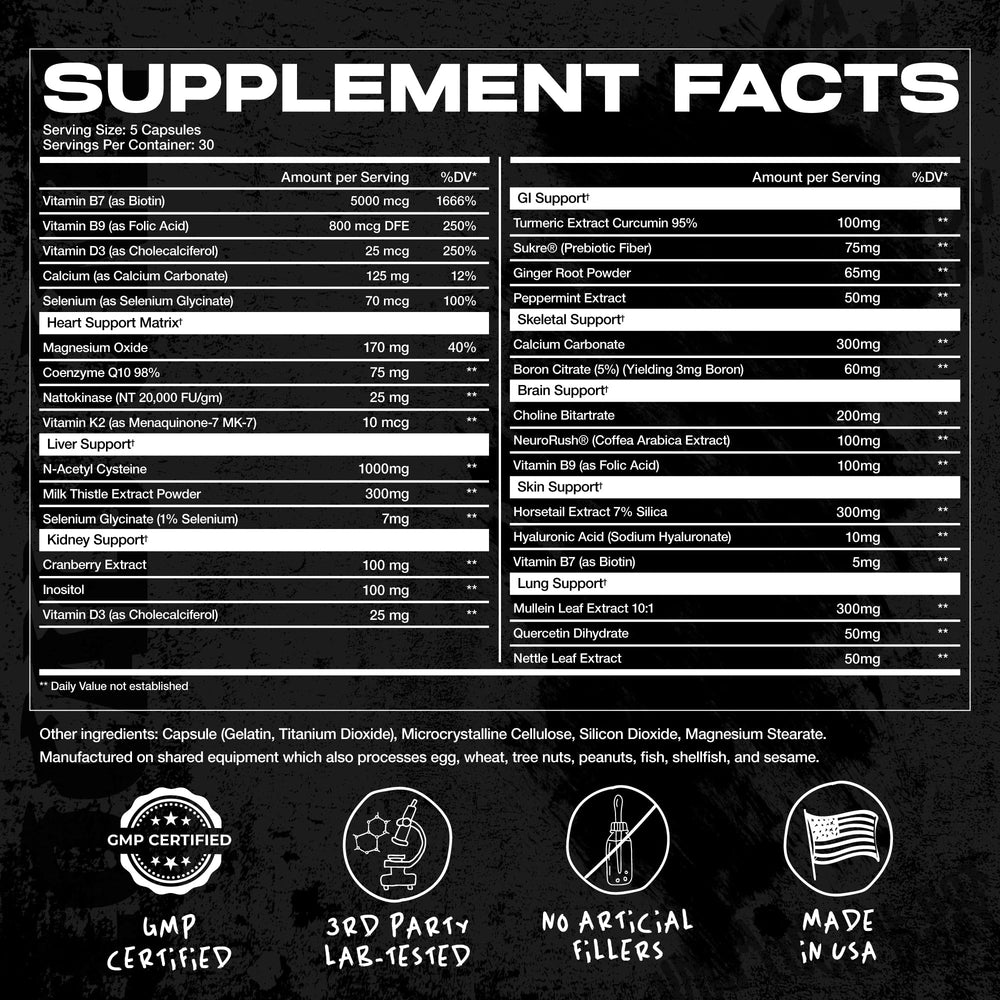 AfterDARK OrganX bottle label detail, clean ingredients and third-party testing highlighted.