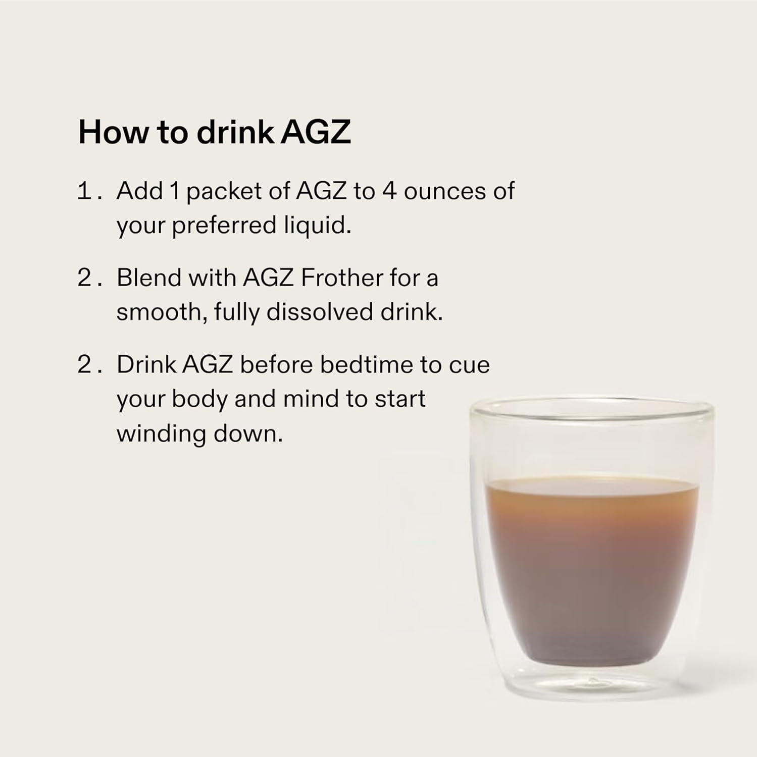 Frother blending AG1 AGZ Sleep Drink chocolate mint beverage