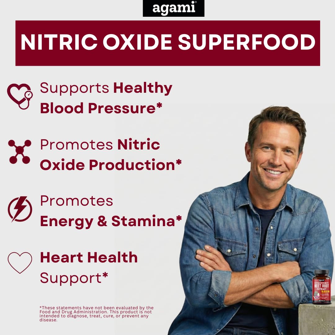Agami Beet Root Capsules label front showing clean formula for gluten-free lifestyle