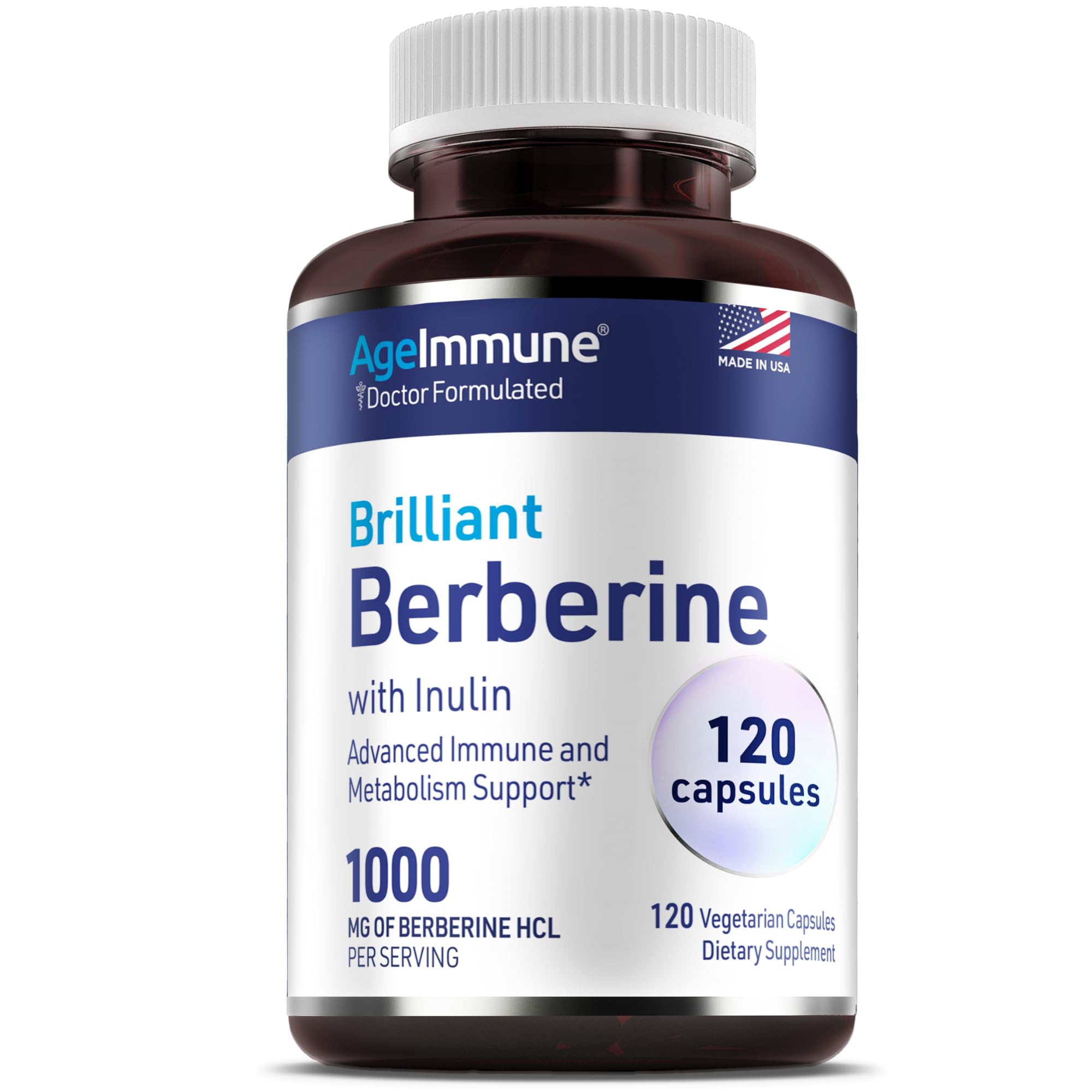AgeImmune Berberine 1000mg capsule for daily metabolism support