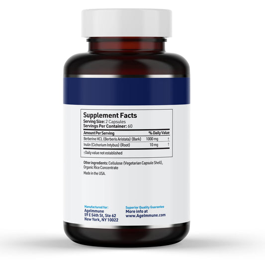 AgeImmune Berberine with Inulin prebiotic capsule enhances digestion and absorption
