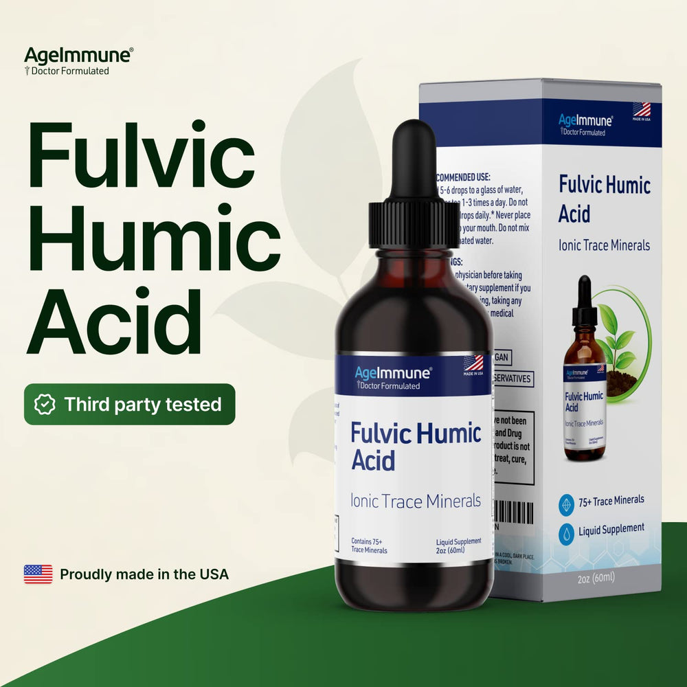 AgeImmune Fulvic Humic Acid dropper dispensing minerals into water
