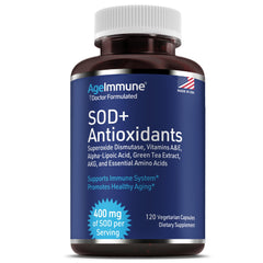 AgeImmune SOD Antioxidants bottle pour for daily antioxidant support
