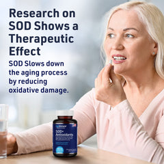 AgeImmune SOD ingredients on glass highlighting ALA and Green Tea