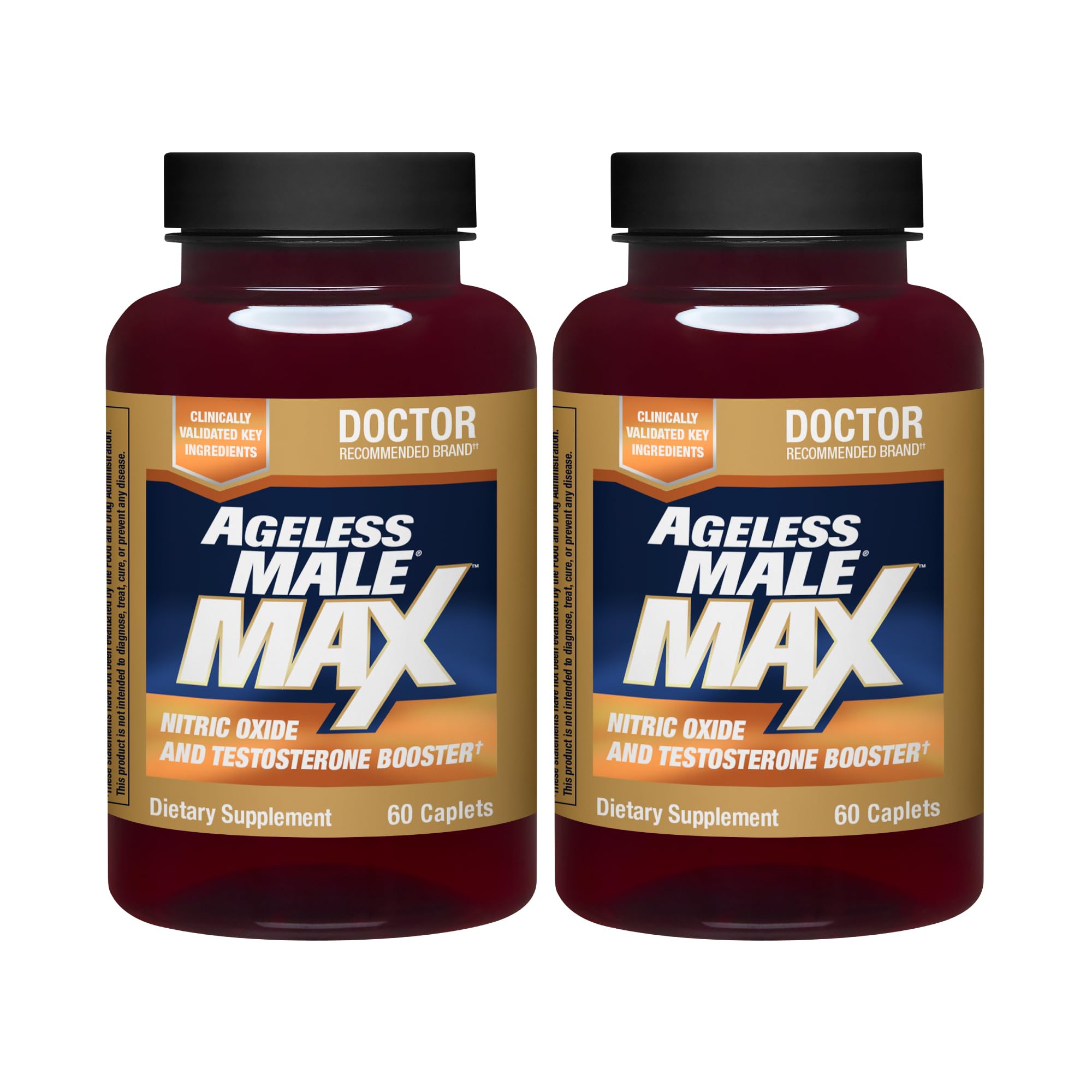 Ageless Male Max bottle front view with label clearly visible for daily use