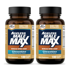 Ageless Male Max berry chewables closeup for daily energy and mood support.