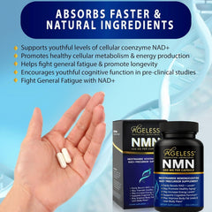 Ageless NMN bottle on desk ready for use.