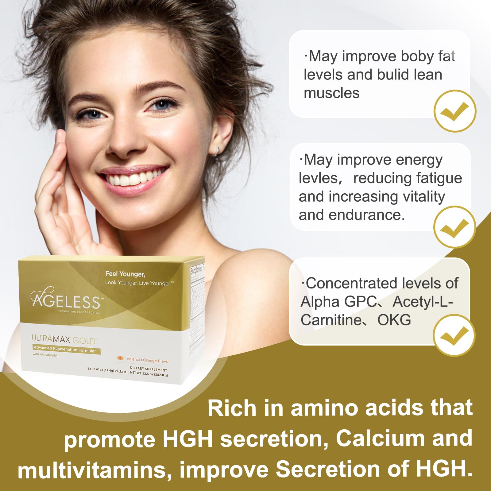 Naturade Ageless UltraMAX GOLD sachet dissolving in water with citrus twist for refreshment
