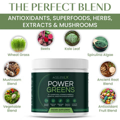 AgelessLX Power Greens glass shake highlights versatile mix for smoothies or water-on-the-go