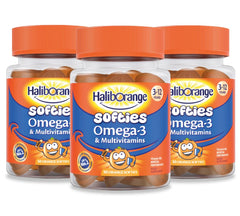 Agltp Haliborange Kids softies bottle with bright orange flavor for daily nutrition