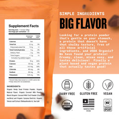 Agoge hemp protein powder chocolate scoop showing portion control for shakes.