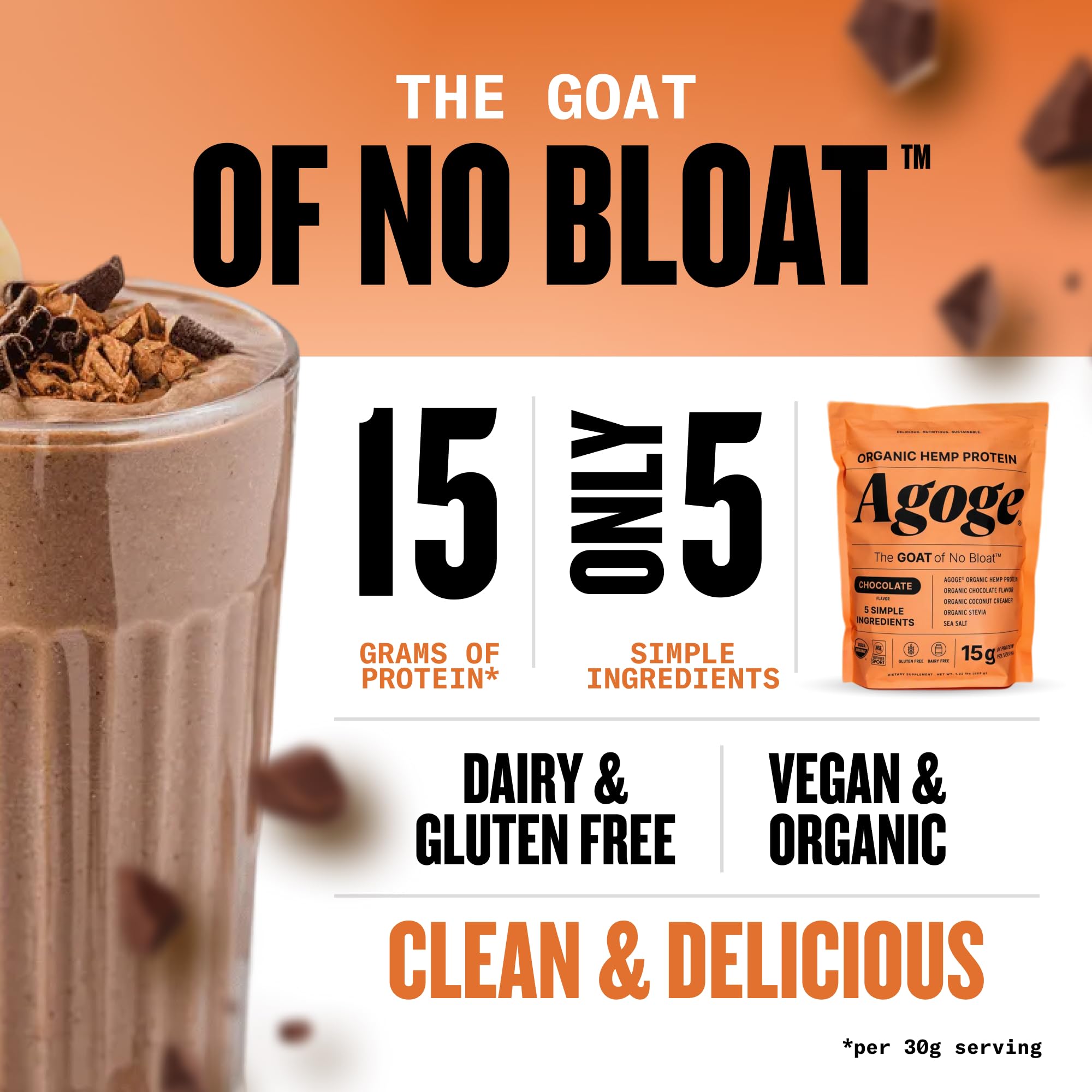 Agoge hemp protein powder chocolate smoothie ready for a flavor-rich recovery drink.