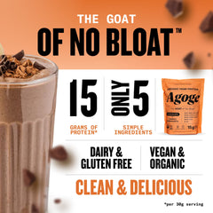 Agoge hemp protein powder chocolate smoothie ready for a flavor-rich recovery drink.
