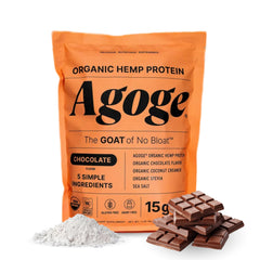 Agoge hemp protein powder chocolate tub with clean, plant-based protein for daily workouts.