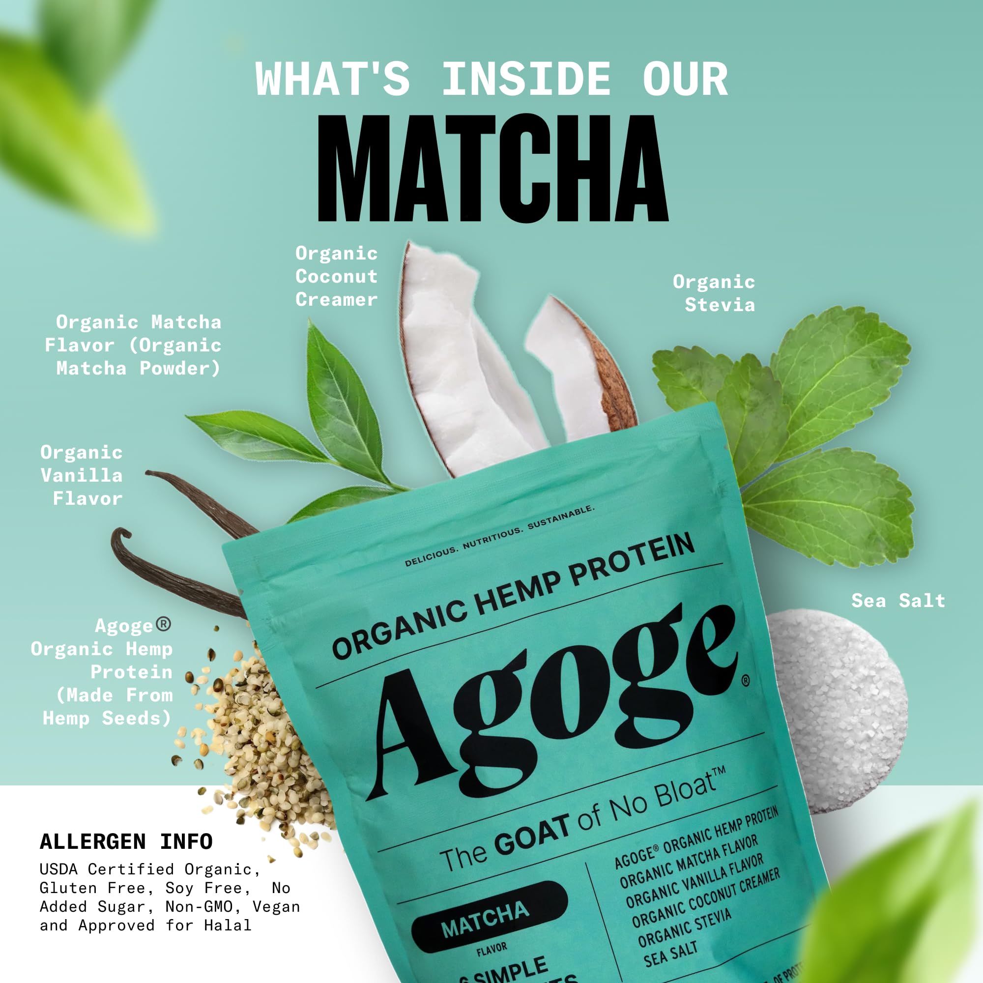 Agoge Plant-Based Protein Scoop — versatile ingredient for shakes and baking.