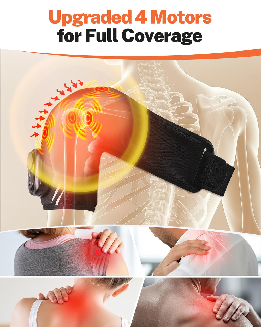 AGPTEK four-motor shoulder massage wrap delivers broad coverage.
