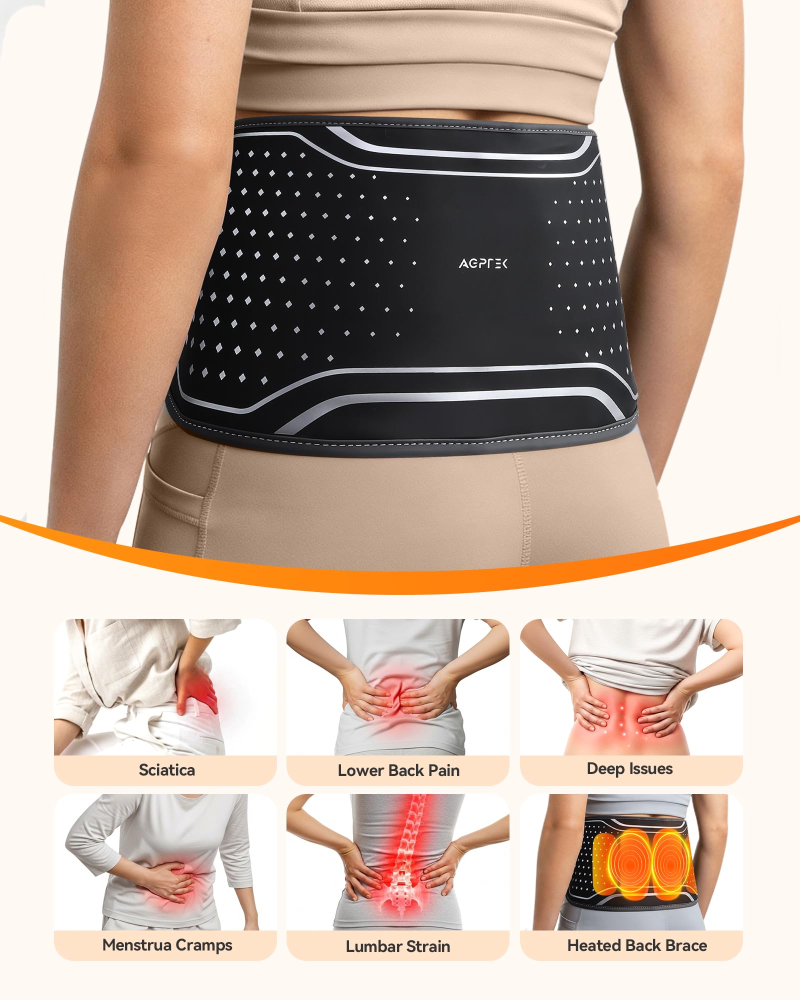 AGPTEK heat and vibration settings for personalized relief.