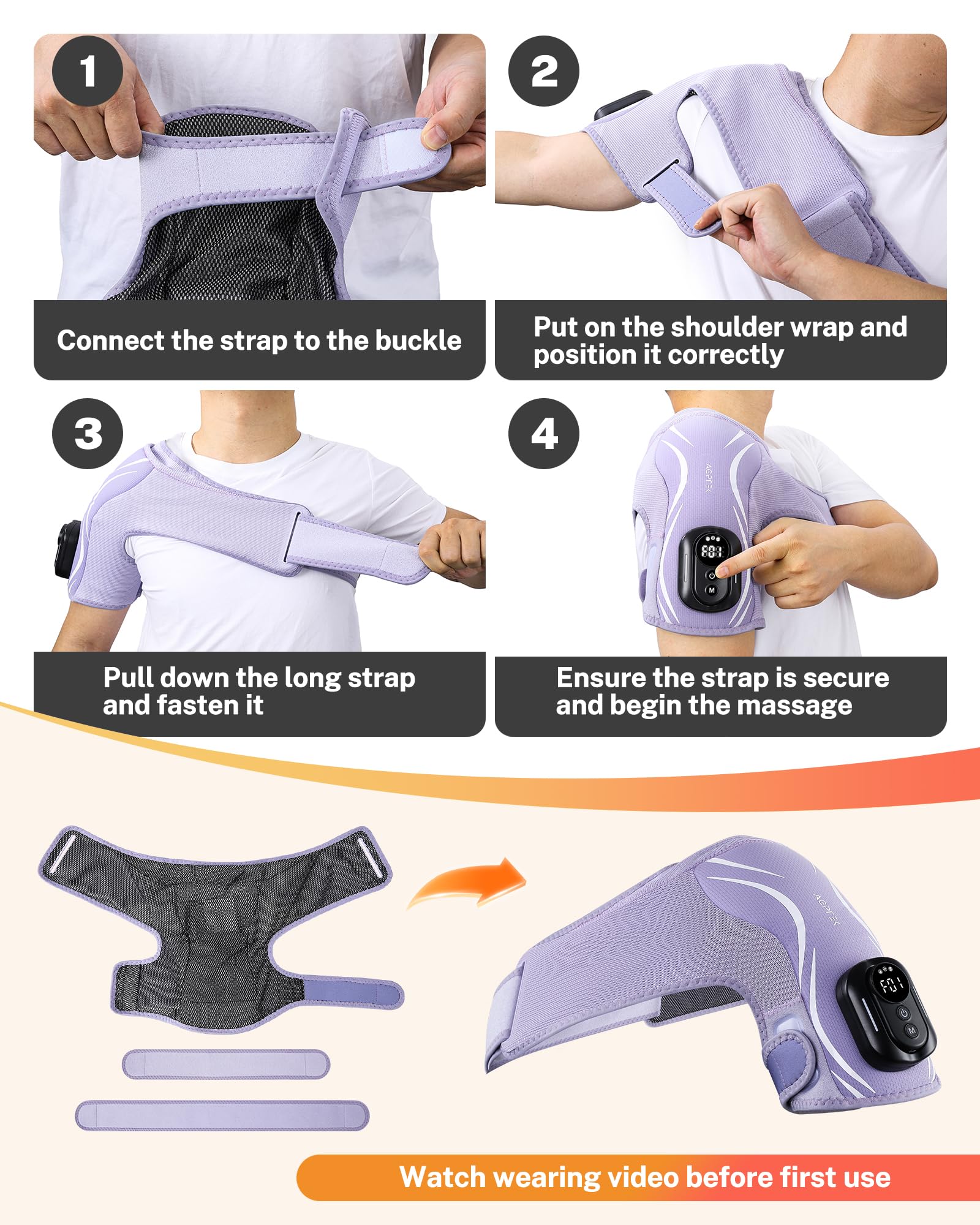 AGPTEK five heat levels and five vibration intensities customize your session