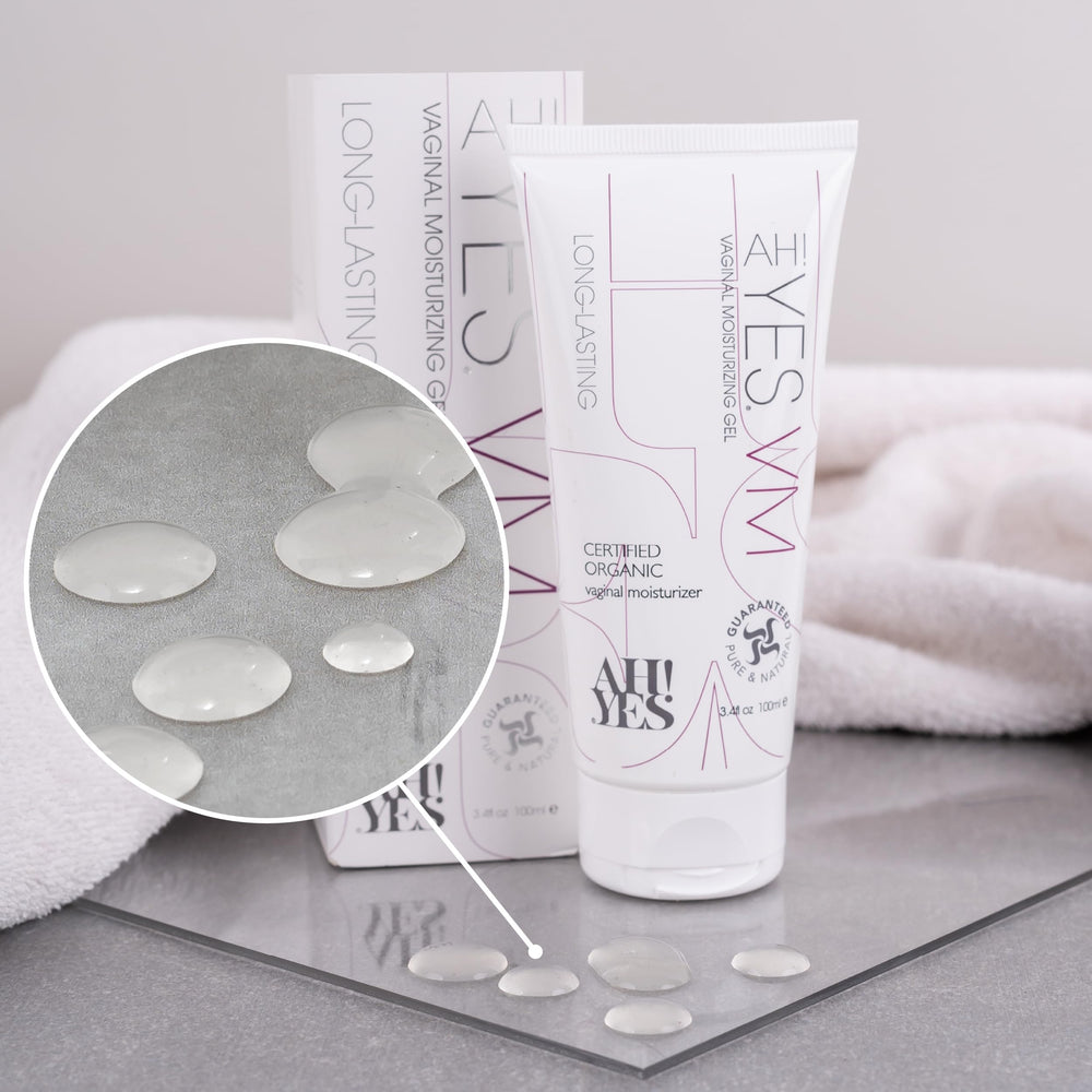 AH! YES VM gel texture visible indicating long-lasting hydration.
