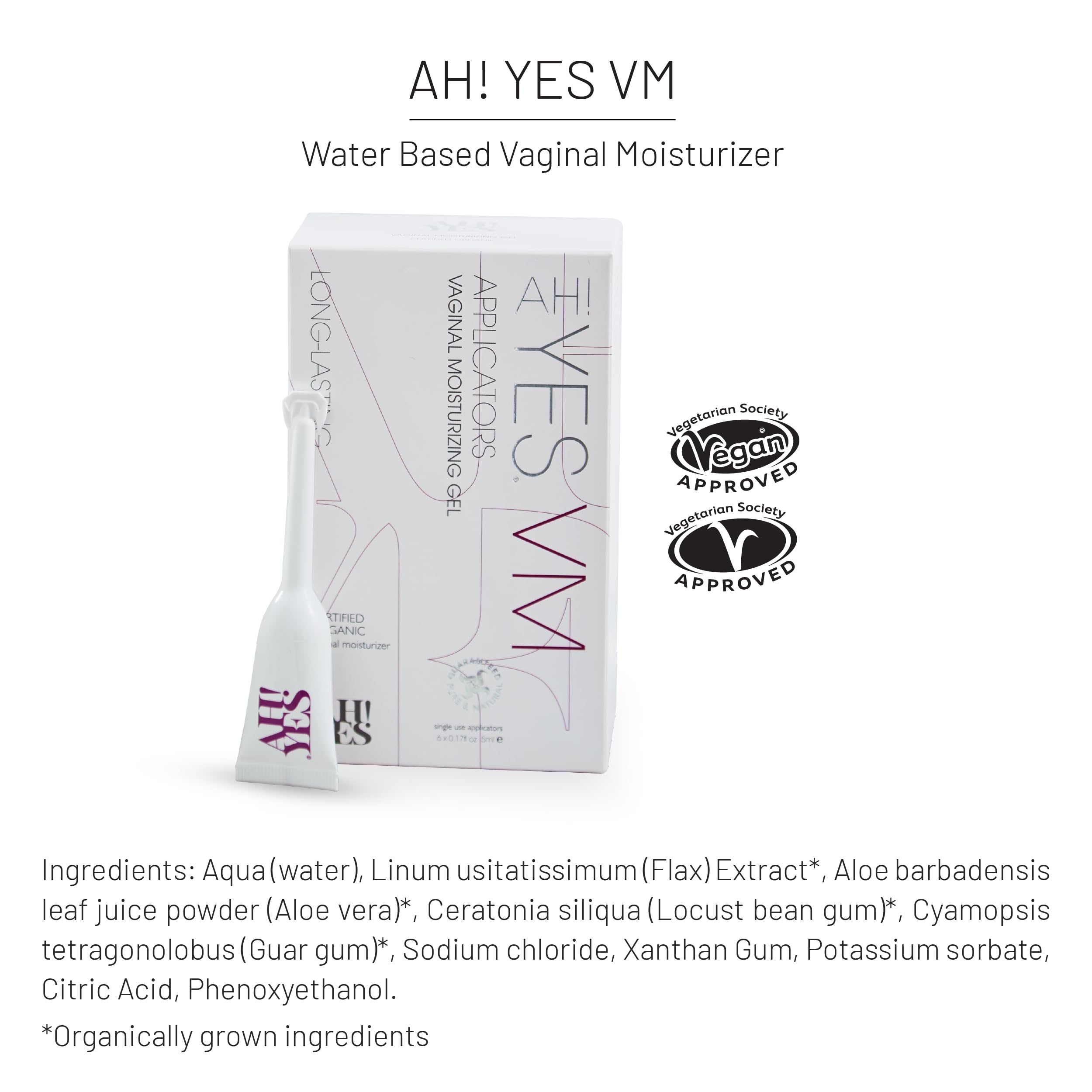 AH! YES VM organic certification logo showing natural minimal risk formulation