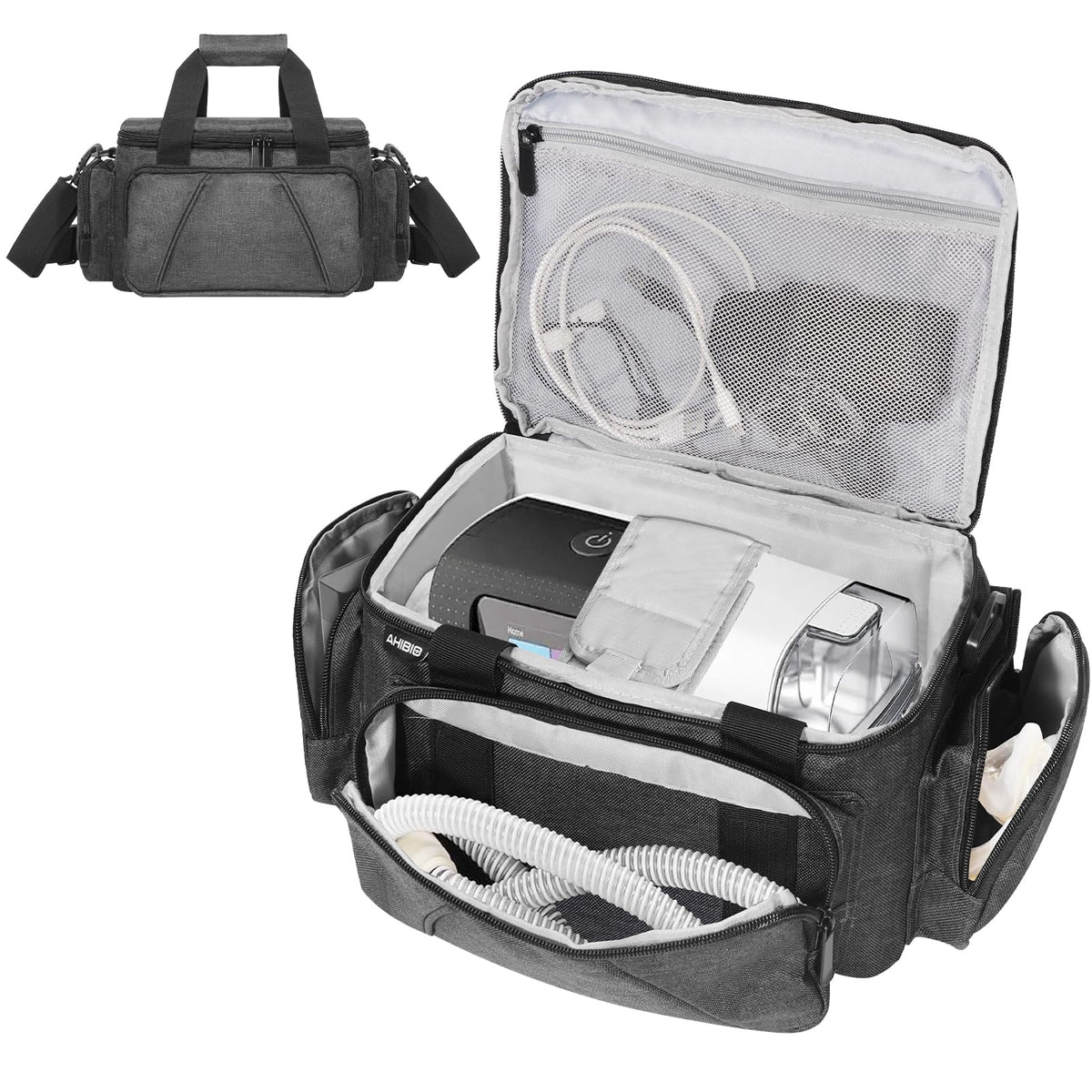 AHIBIO CPAP travel bag under-seat compact design keeps device close and accessible