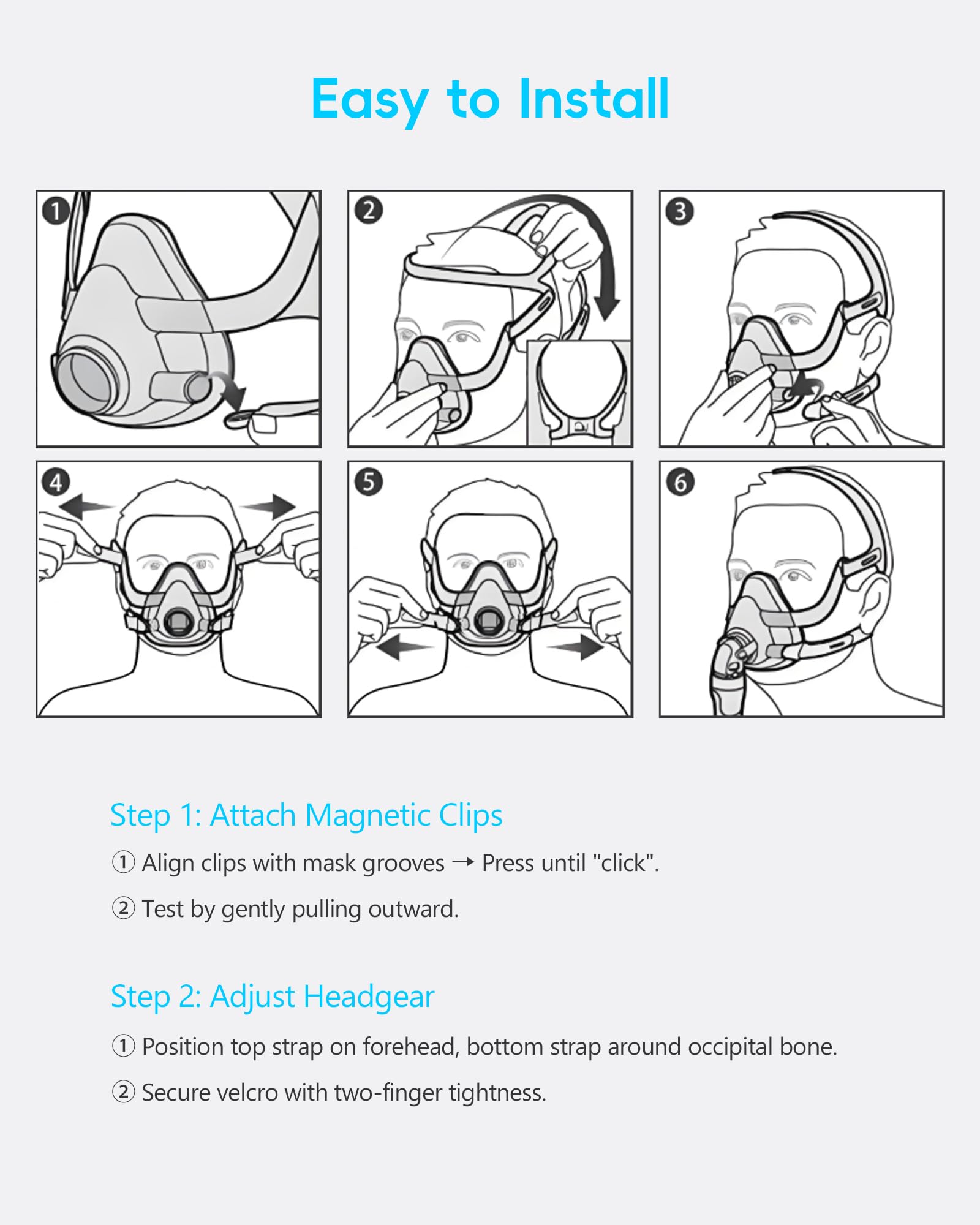 AHIYIYI headgear with secure clips facilitates easy adjustments.