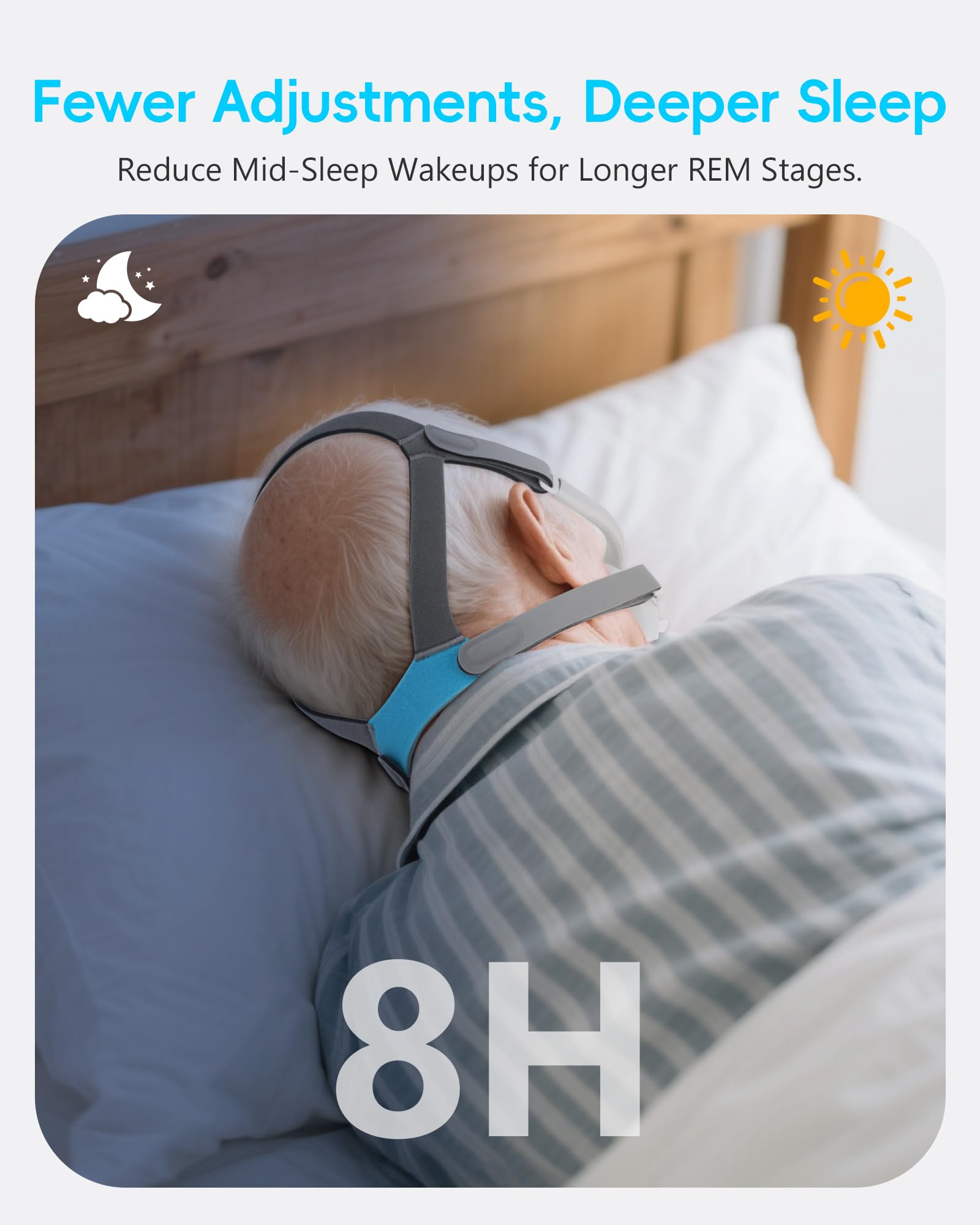 Breathable straps reduce heat buildup for overnight wear