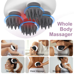 Deep cleansing and relaxation in a handheld scalp massager.